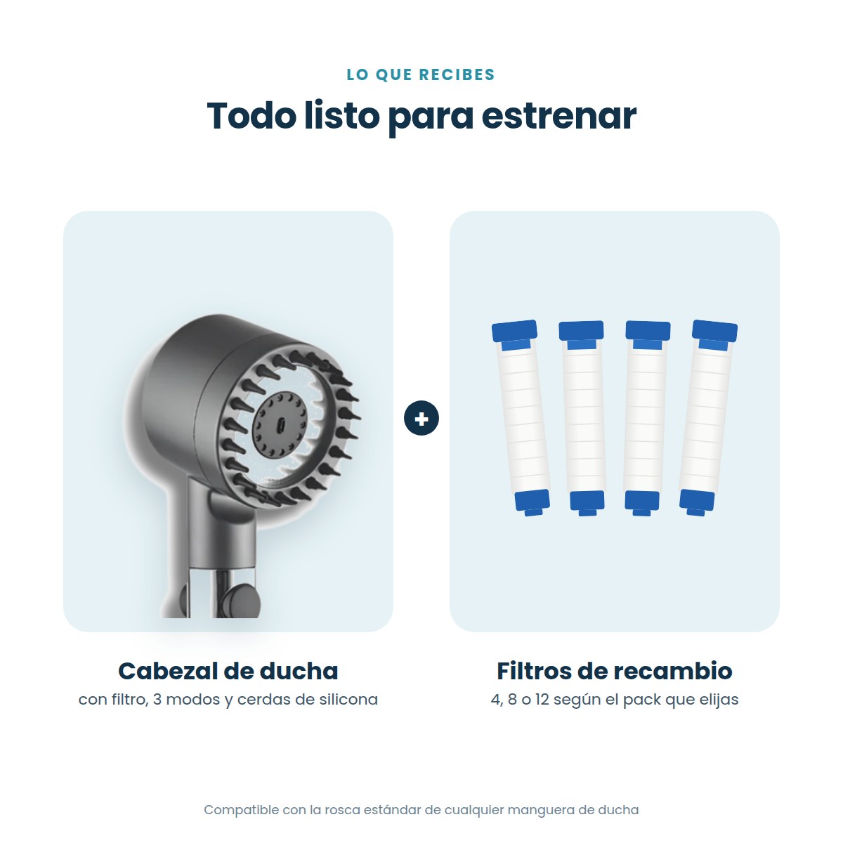 Qué incluye: cabezal de ducha y filtros de recambio